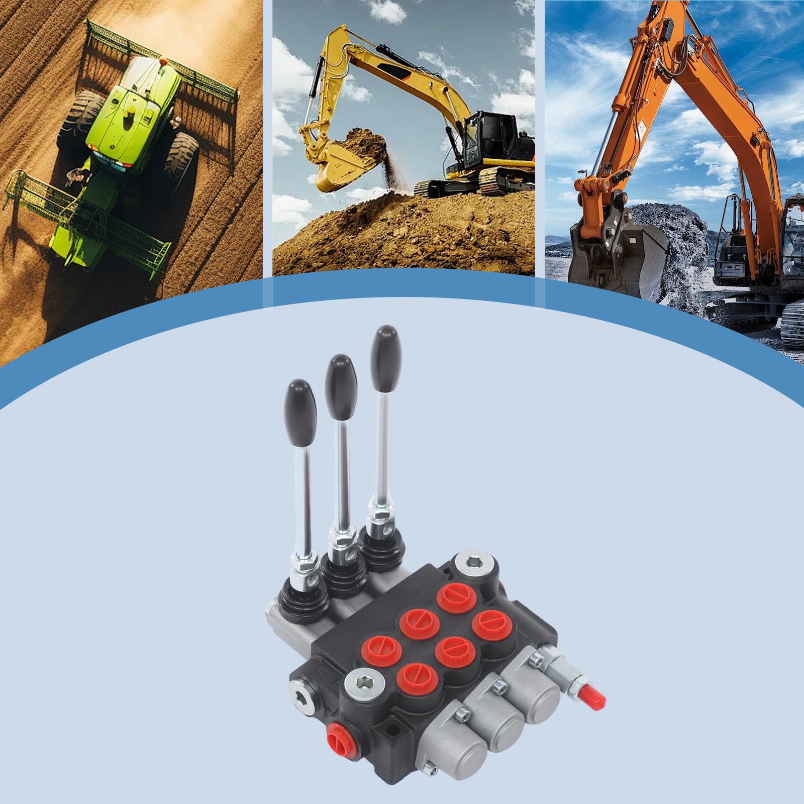 Distributore idraulico a 3 elementi 40L/min, Valvola di Controllo Direzionale 31.5 MPa, Controllo Manuale Doppio Effetto per Trattore, Spaccalegna e Attrezzature Agricole