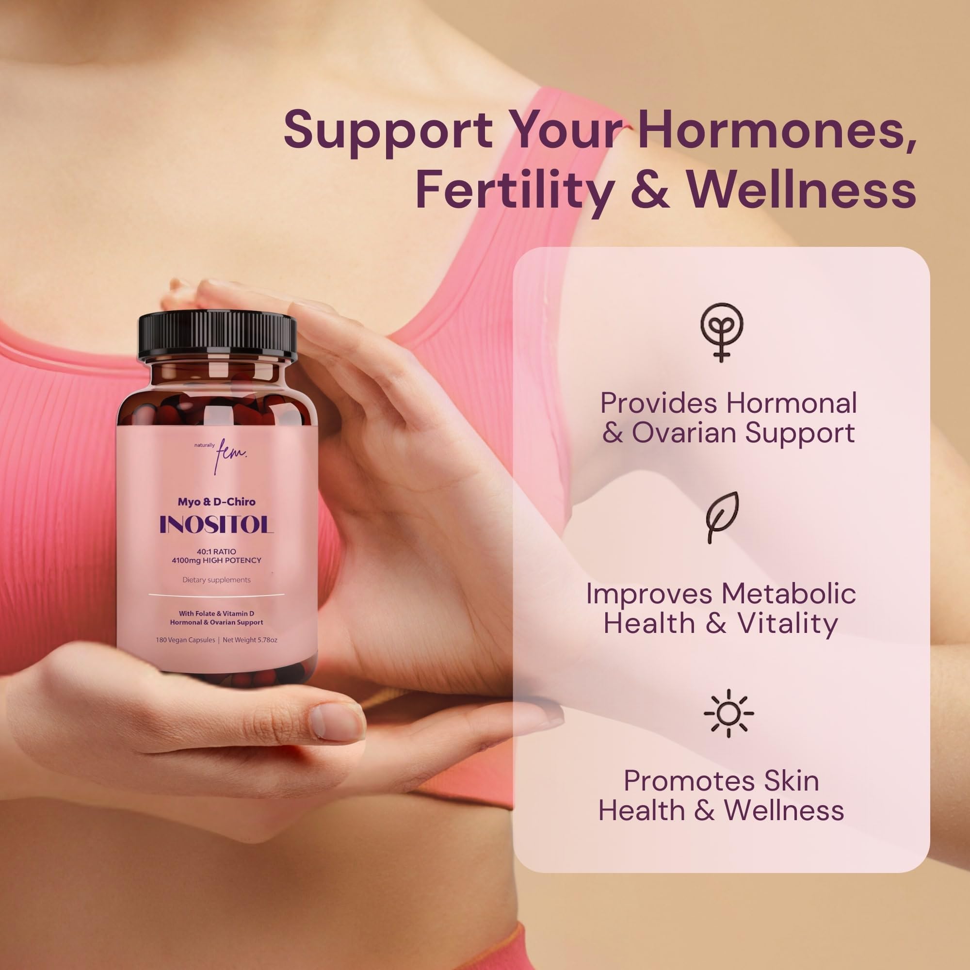 Premium Inositol Supplement Bundle - Myo-Inositol & D-Chiro Inositol Supplement for Women 4100mg (40:1 Ratio) – 9-in-1 Hormonal & Metabolic Support with Folate, Vitamin B6, B12, D3, Zinc & Chromium