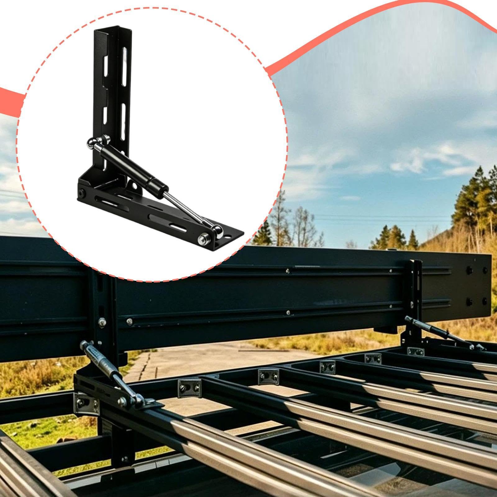 Car Awning Dachträger Halterung Klappbare Metall-l-Halterung als Zubehör Leise Funktionierend Leicht zu Montieren Langlebig für Camping Trekking
