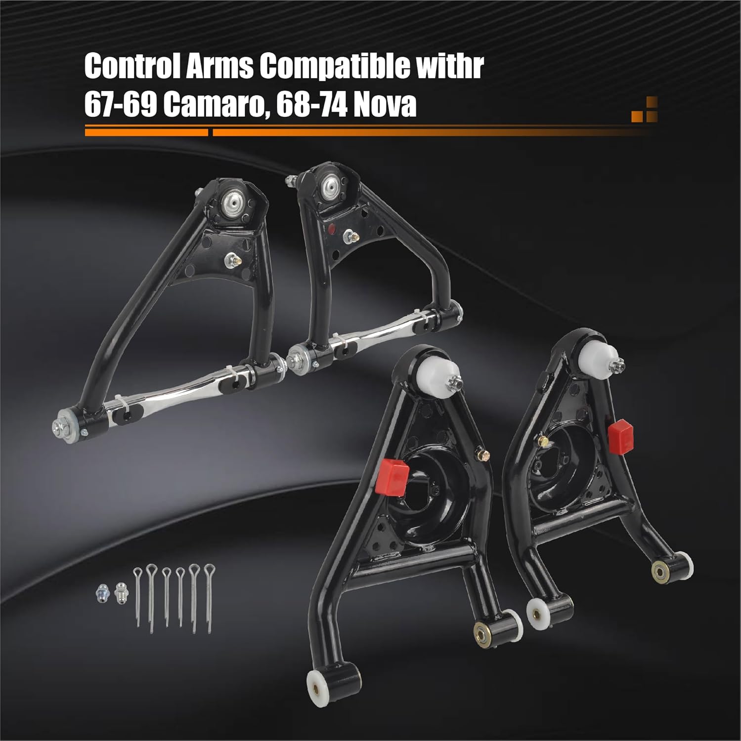 Tubular Upper&Lower Control Arms Set Compatible with 1967 1968 1969 Camaro 1968 1969 1970 1971 1972 1973 1974 Nova