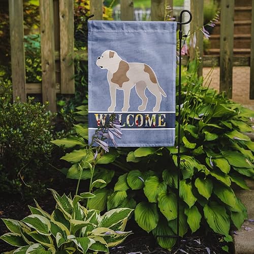 Miniatura 2 de Caroline's Treasures BB8348GF - Bandera de bienvenida de bulldog americano, bandera azul para buzón, bandera decorativa para patio, exteriores,