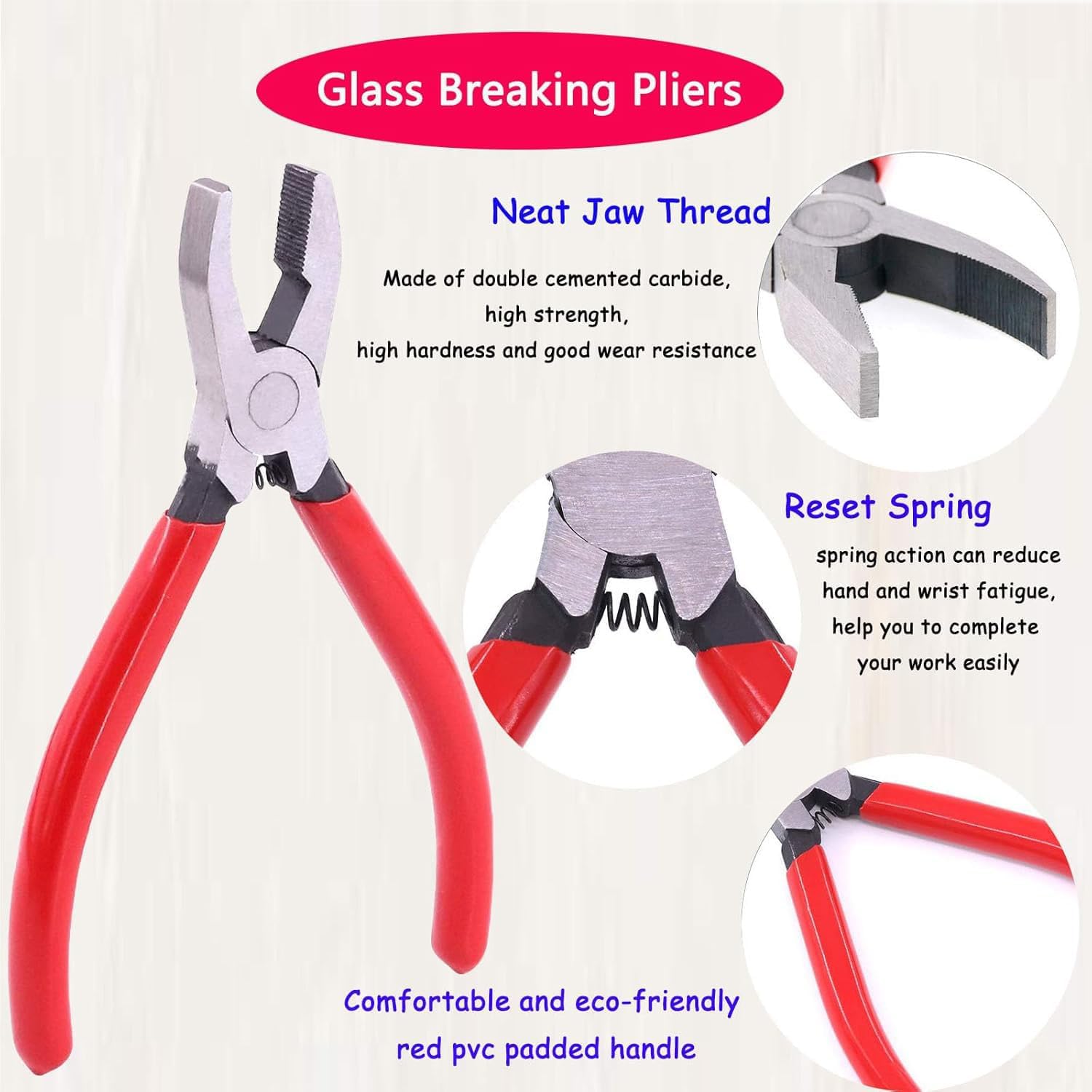 Glass Cutting Tool Set Kit, Glass Nipper,Glass Running Plier, Breaking Plier, Oil Feed Glass Cutter Set with Leather Zipper Bag for Stained Glass, Tiles, Mosaic, Mirrors,Bottle,