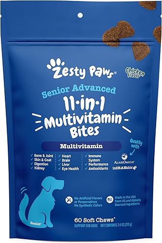 Miniatura 54 de Zesty Paws Multivitamínico para perros, vitaminas masticables para perros y suplementos para cadera y articulaciones, piel y pelaje, aceite