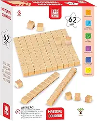 Material Dourado em Madeira 62 peças, Nig Brinquedos