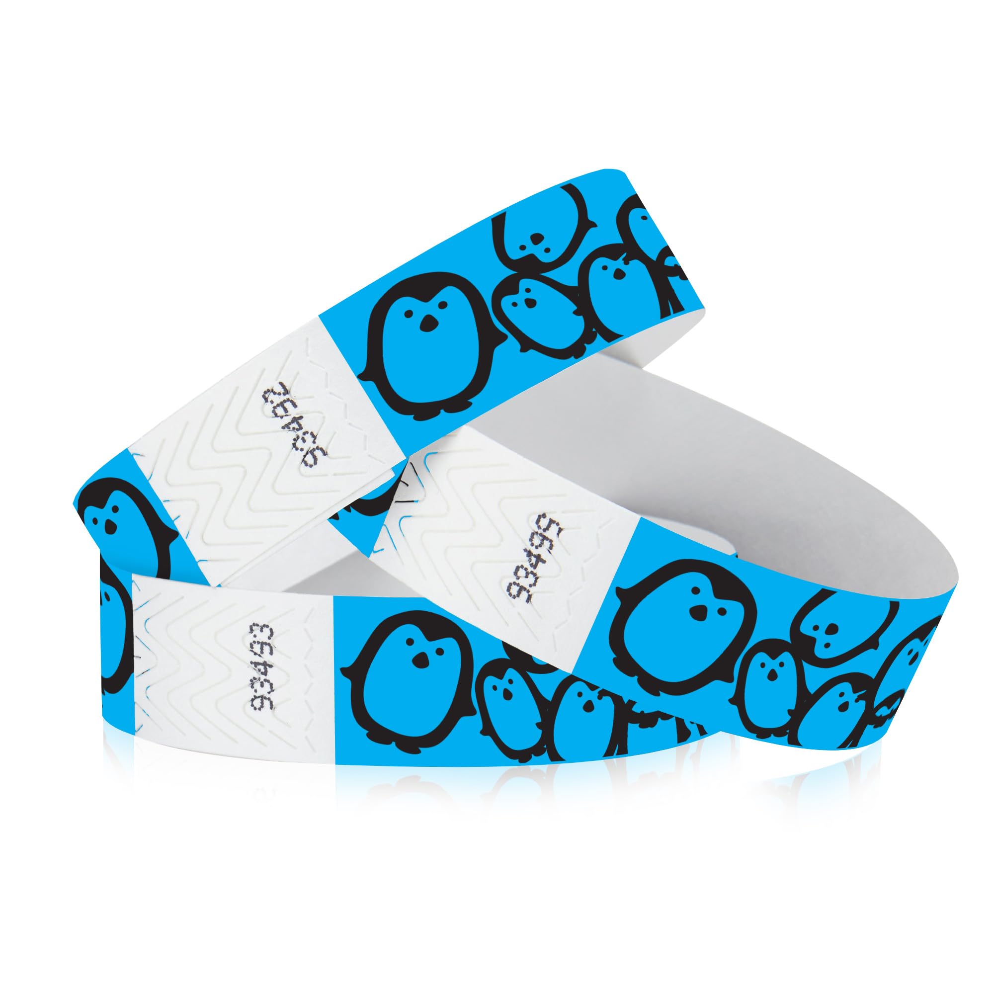 500 WristCo Blue Penguins 3/4" Tyvek Wristbands - Paper Wristbands for Events