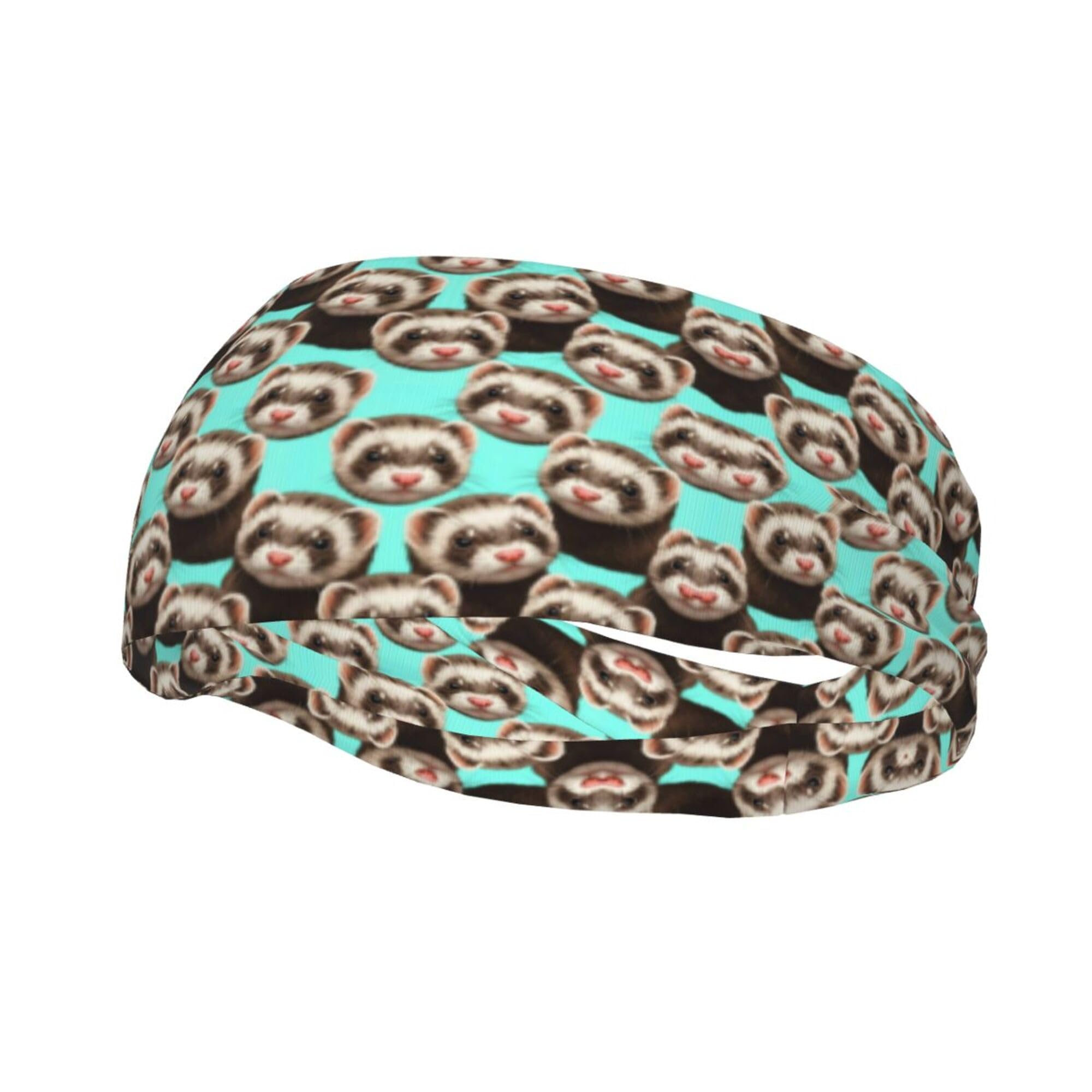 Unisex Sports Sweatband Multifunction Elastic Head Band for Running Fitness Shower Beauty Skinny Cute Ferret Headwear Hair Accessories