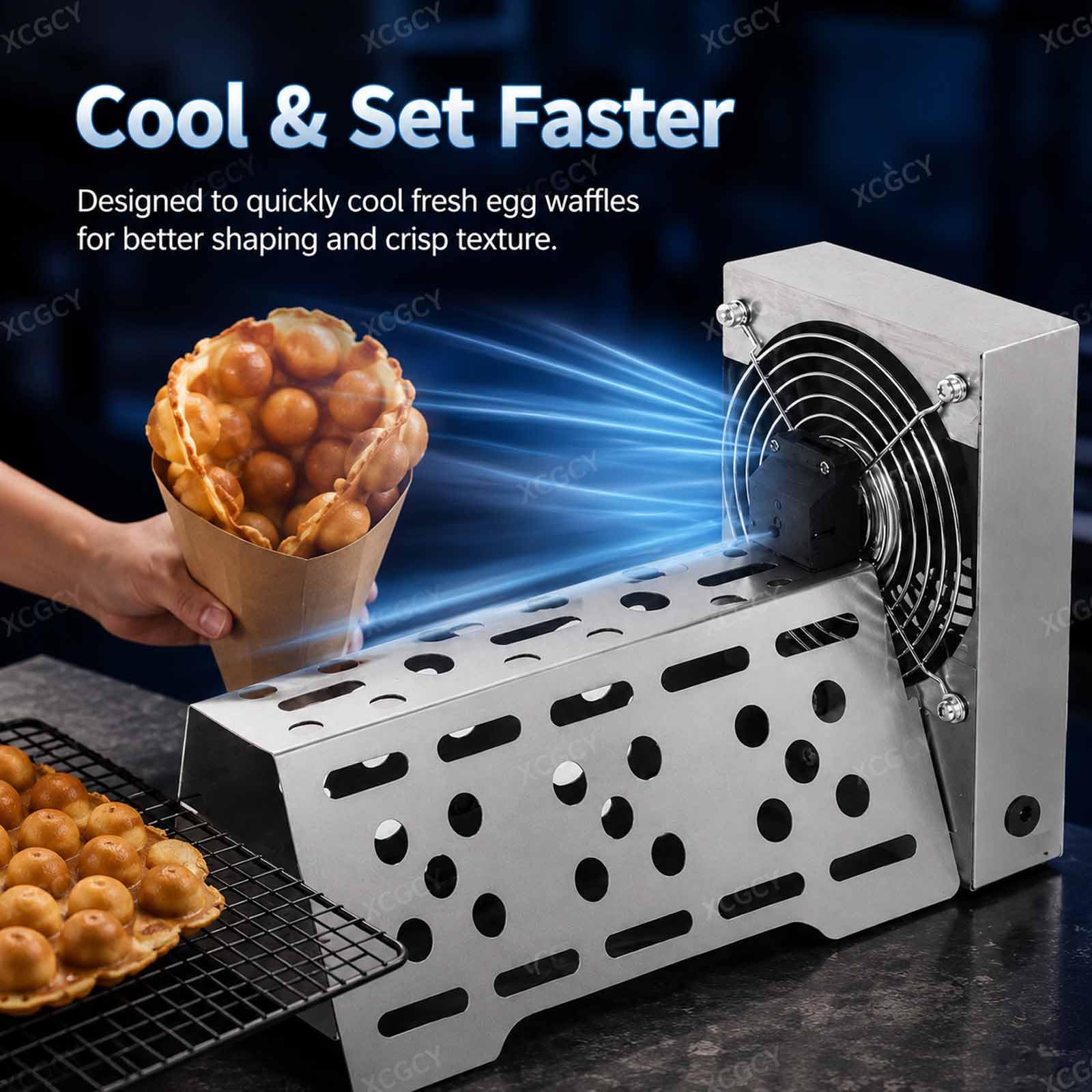 Ventilatore Automatico per Waffle, Ventola Elettrica di Raffreddamento per Waffle, Sensore Automatico 30 W, Refrigeratore da Banco in Acciaio Inox per Waffle Freschi E Snack Bar
