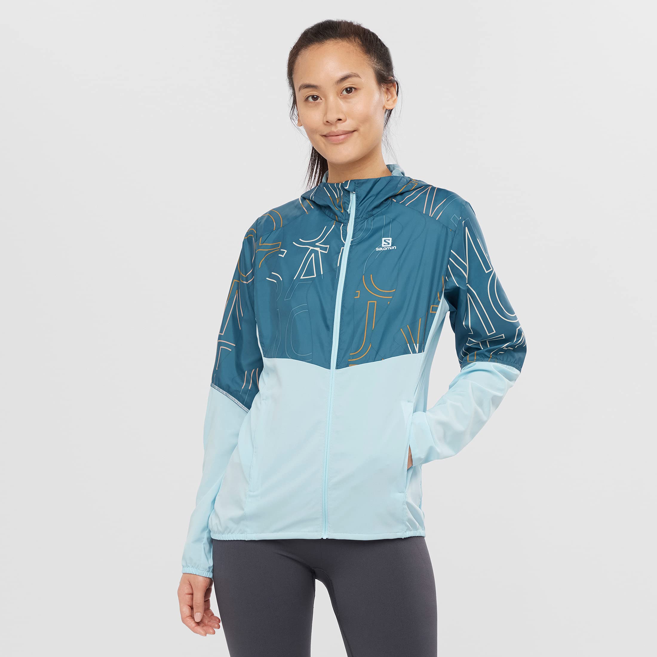 SALOMON Agile Wind Cortavientos de mujer con tratamiento DWR y 2 bolsillos con cremallera para running Mujer (Pack de 1)