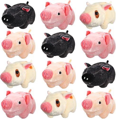 Chalyna Paquete de 12 lindos juguetes de animales de peluche de 4 pulgadas, mini adorno de peluche de muñeca de peluche, llavero, bolsa de mano,