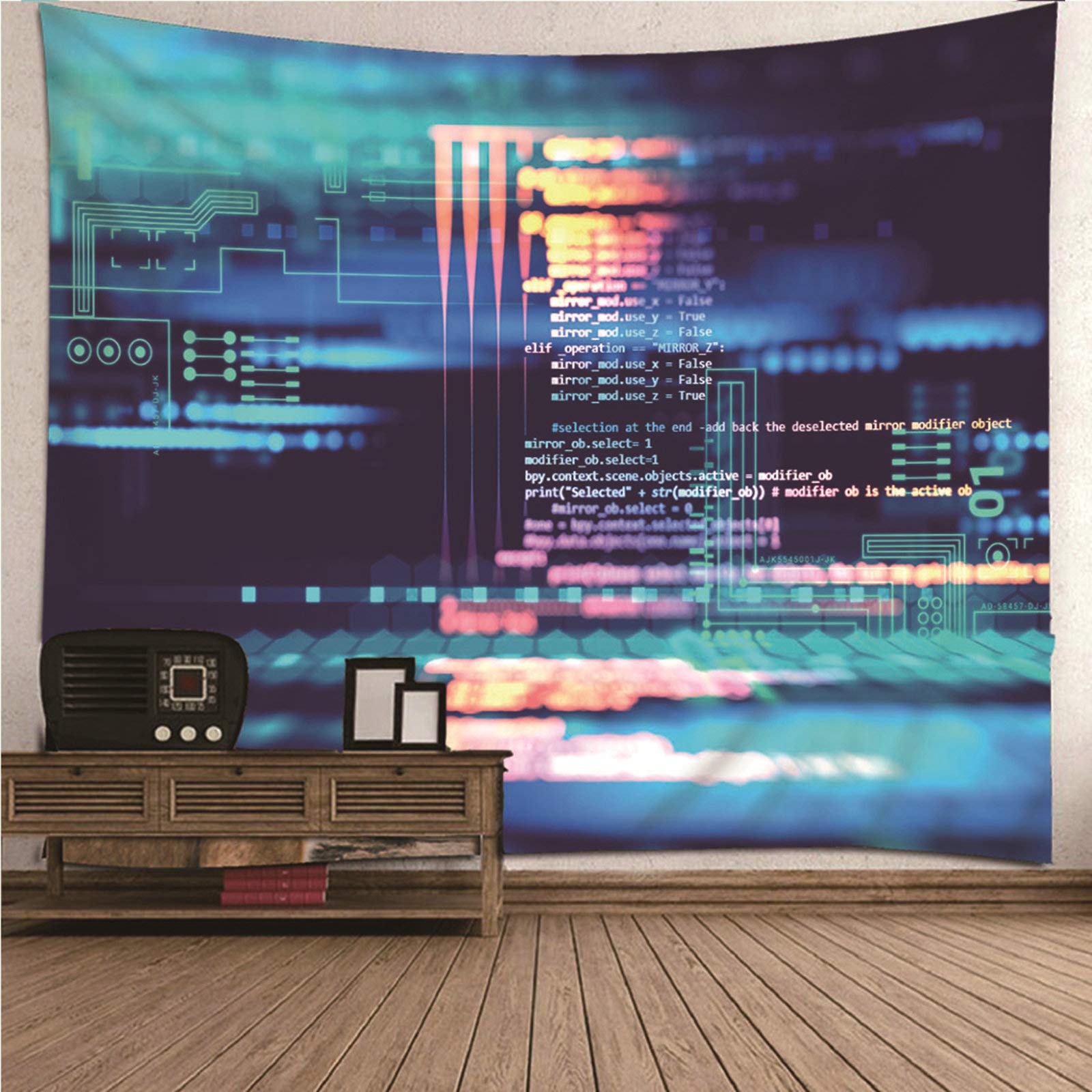 Tapiz de pared KnSam para renovar el salón: decoración fácil en poliéster azul de 150x150 cm