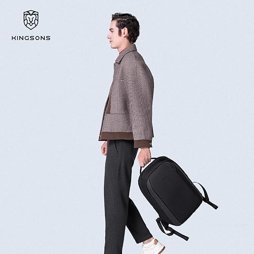 Miniatura 7 de Kingsons Mochila con compartimento para laptop de 15.6 pulgadas para hombre, impermeable, delgada, duradera, mochila de negocios para trabajo,
