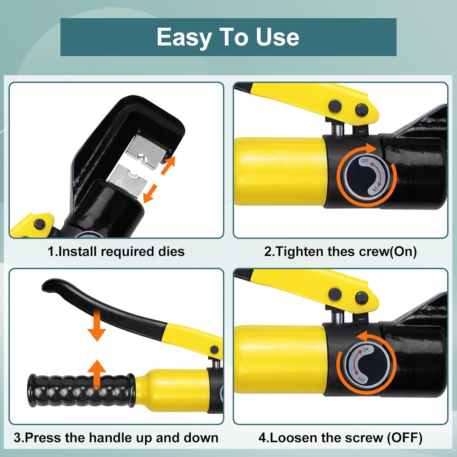 BLIKA Hydraulic Crimping Tool with 13 Dies, 10 Ton Battery Cable Crimper Tool & Wire Rope Crimping Tool 12AWG-2/0AWG for Stainless Steel Cable Railing Hardware Kit, Y