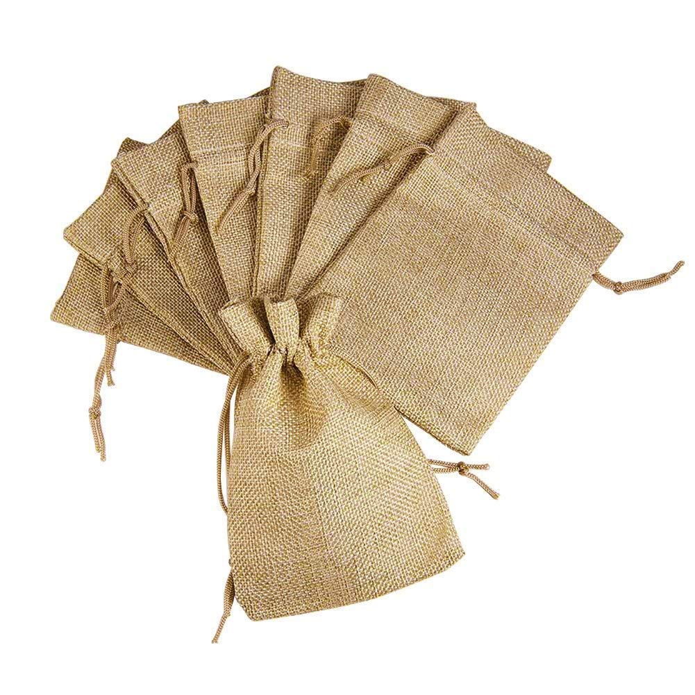 DMS RETAIL Jute Linen Potlis Burlap Bags Natural Jute Bags Return Gift