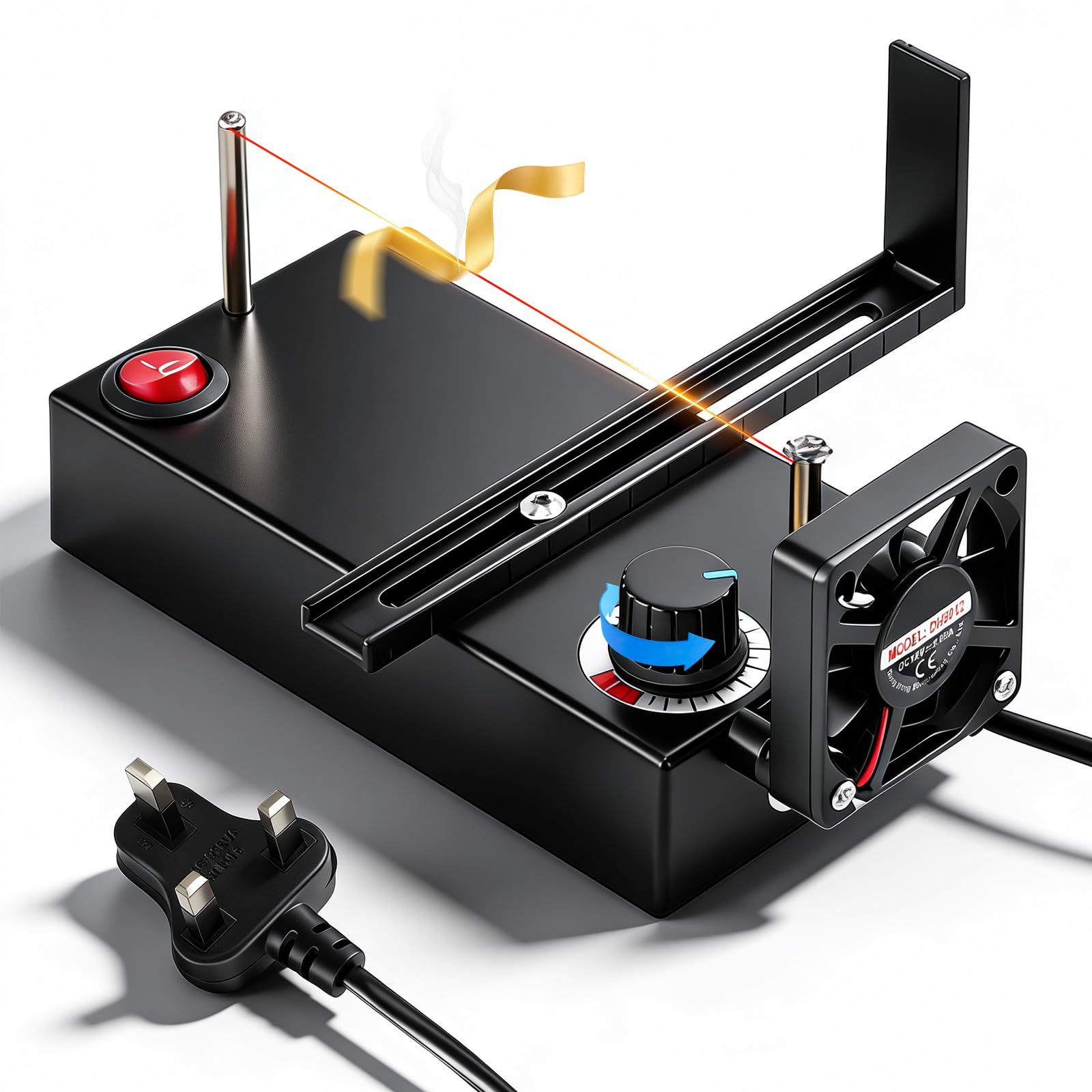 Ribbon Cutting Machine, Small Electric Hot Wire Cutter with Fan, Heat Ribbon Cutter with 0-700℃ Stepless Temperature Adjustment, 10 Meters Heating Wire, Ideal for DIY Lace, Webbing, Ribbon, Nylon Band