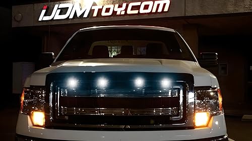 Miniatura 18 de iJDMTOY Juego de 4 piezas de iluminación LED de montaje de malla frontal amarillo ámbar de reacondicionamiento personalizado compatible con camiones