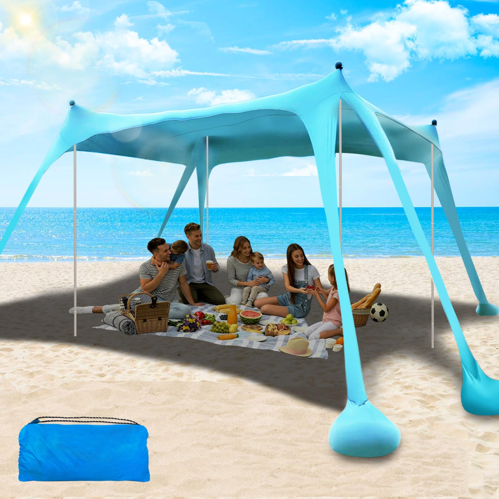 11X11 FT Beach Canopy Beach Tent Beach Shade Canopy Easy to Setup