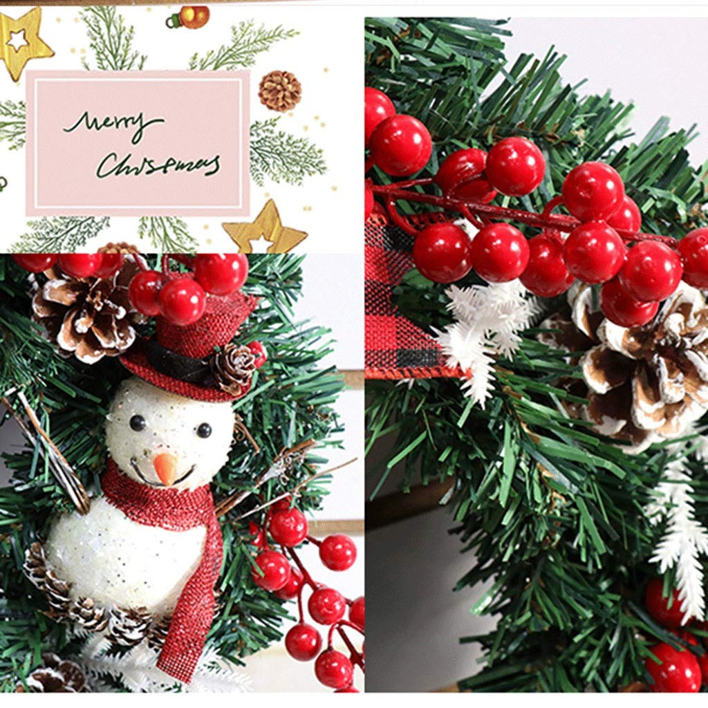 Lot De 2 Guirlandes De Noël En Forme Goutte D'Eau 45 Cm - Baies Rouges, Pommes Pin, Nœud Rouge - Décoration Porte D'Entrée, Mur, Fenêtre - 14