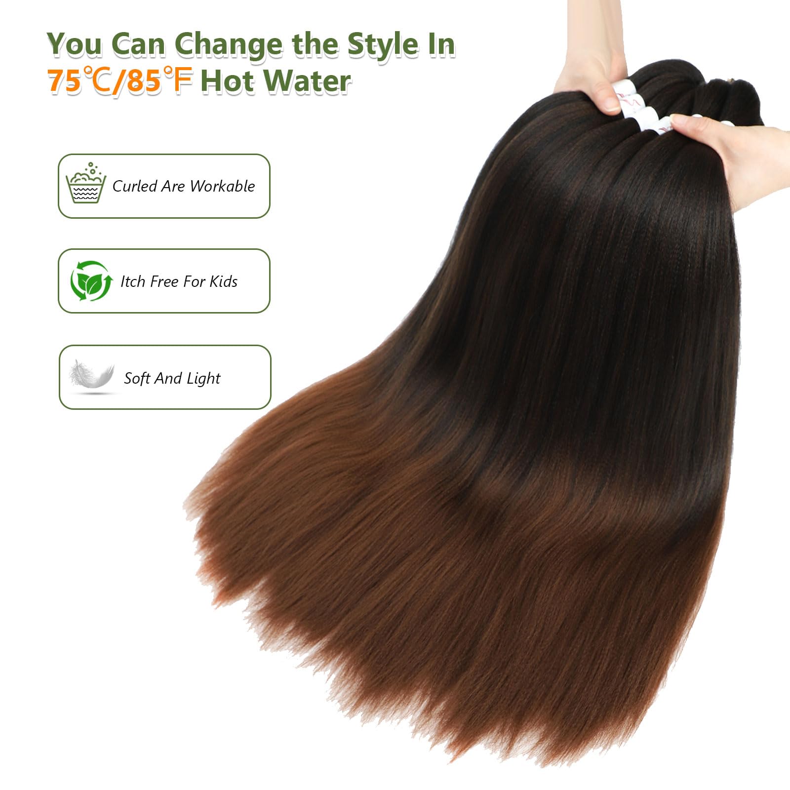 Braiding Hair Pre Stretched 24 Inch 8 Packs Ombre Braiding Hair Professional Sof Amazon.com : [8 BUNDLES DEAL] Pre-stretched Braiding Hair 8  main image 2