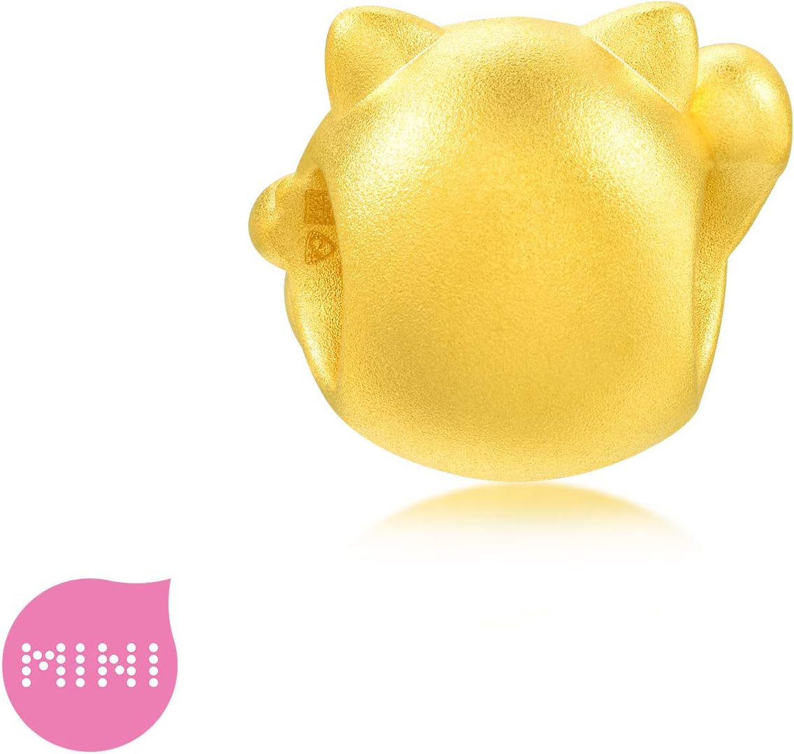 CHOW SANG SANG 999 24K Gold Charme Maneki Neko Lucky Cat Mini Charm Bracelet for Women 92307C