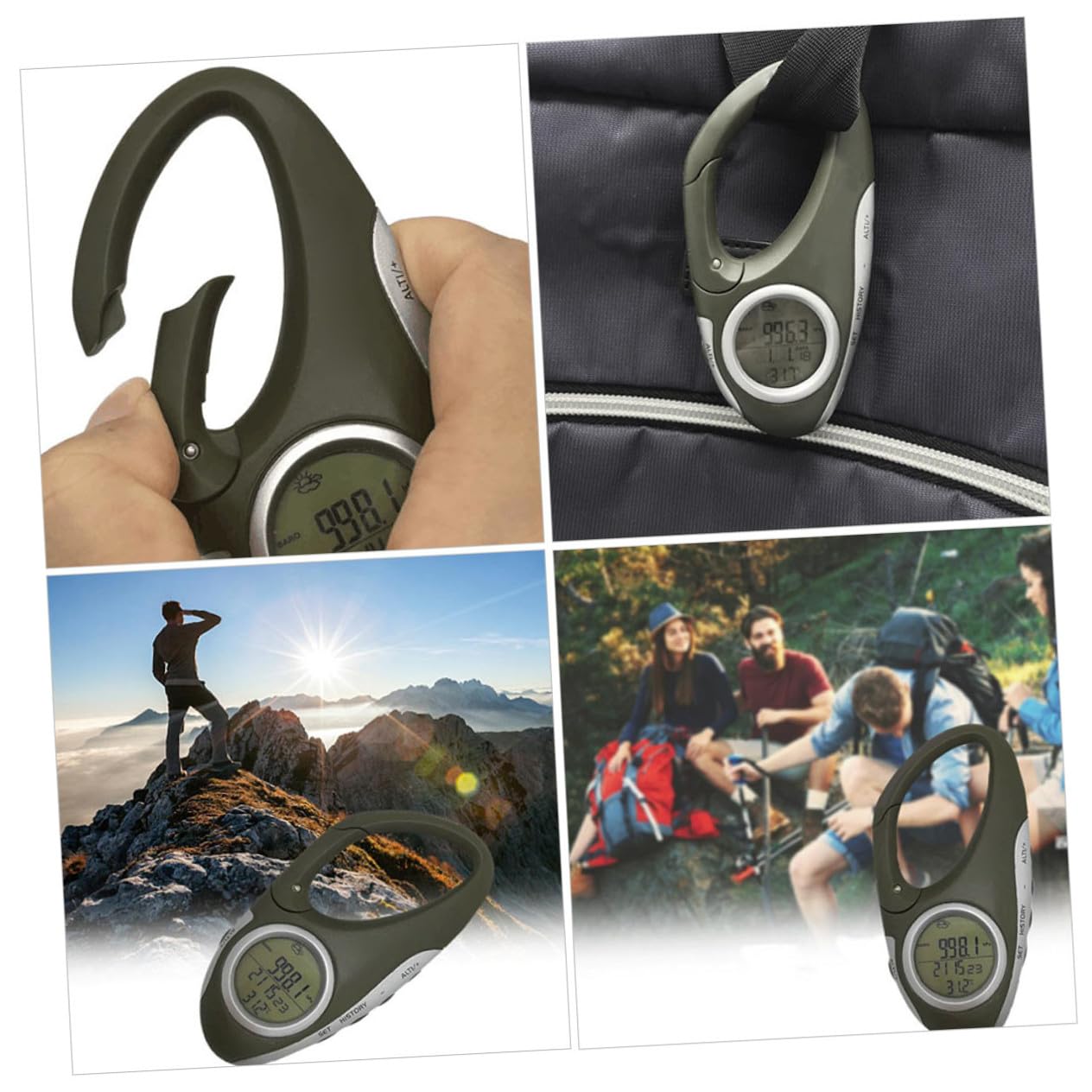 Ciieeo Medidor de Altura de Mano y Barómetro Portátil para Montañismo Medición de Nivel y Presión de Aire, Material Abs Resistente y Diseño Verde para Actividades al Aire Libre
