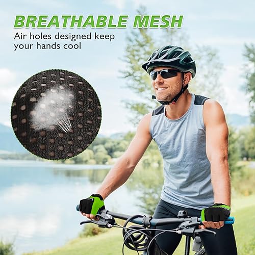 Miniatura 4 de Guantes de ciclismo con almohadilla absorbente de golpes, agarre extra, ajuste flexible, peso ligero, transpirable para hombres y mujeres ciclismo