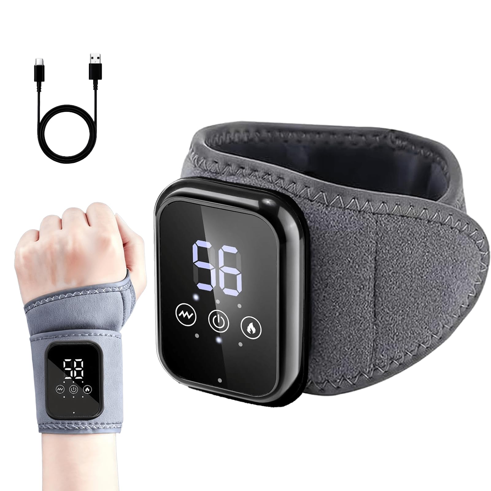 Red Light Therapy Wrist Wrap for Hand Pain Relief, 36 LEDs with Soothing Heat, 2000mAh Wireless Controller Therapy Device for Joint & Muscle Comfort, Black Support Brace with Black Edging-image-0