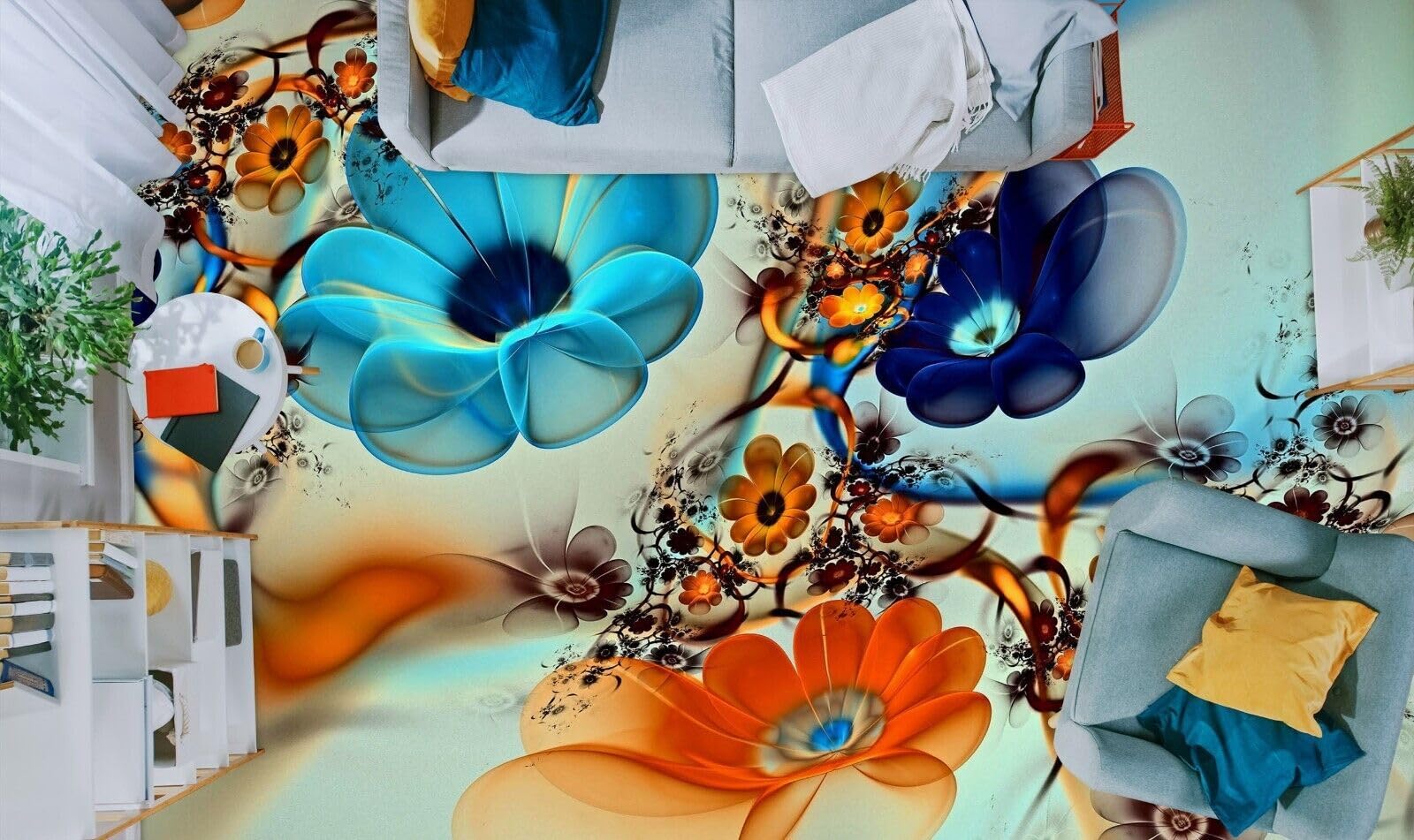 Cartel De Decoración De Piso Murales de papel pintado para suelo de pétalos de arte 3D, 250 * 175 cm 3D Murales Pegatinas Cuarto de baño Vinilo autoadhesivo Papel tapiz