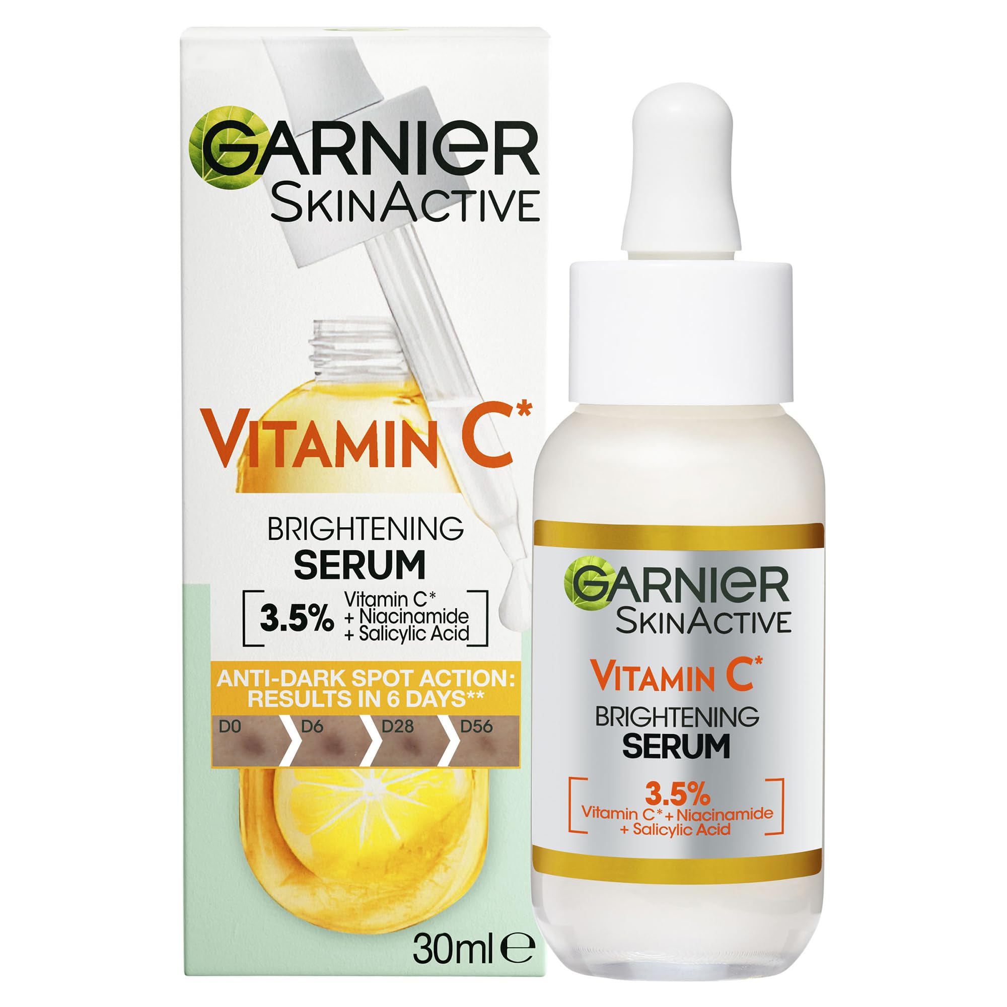 Garnier Skin Active, Face Serum, Brightening & Anti-Dark Spots, 3.5% Vitamin C, 30 ml