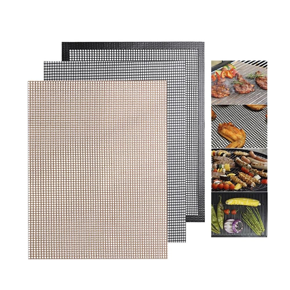 Antiadherente barbacoa parrilla Mats reutilizable resistencia al calor parrilla de red forma barbacoa malla Mat para actividades al aire libre Herramientas de barbacoa (04)