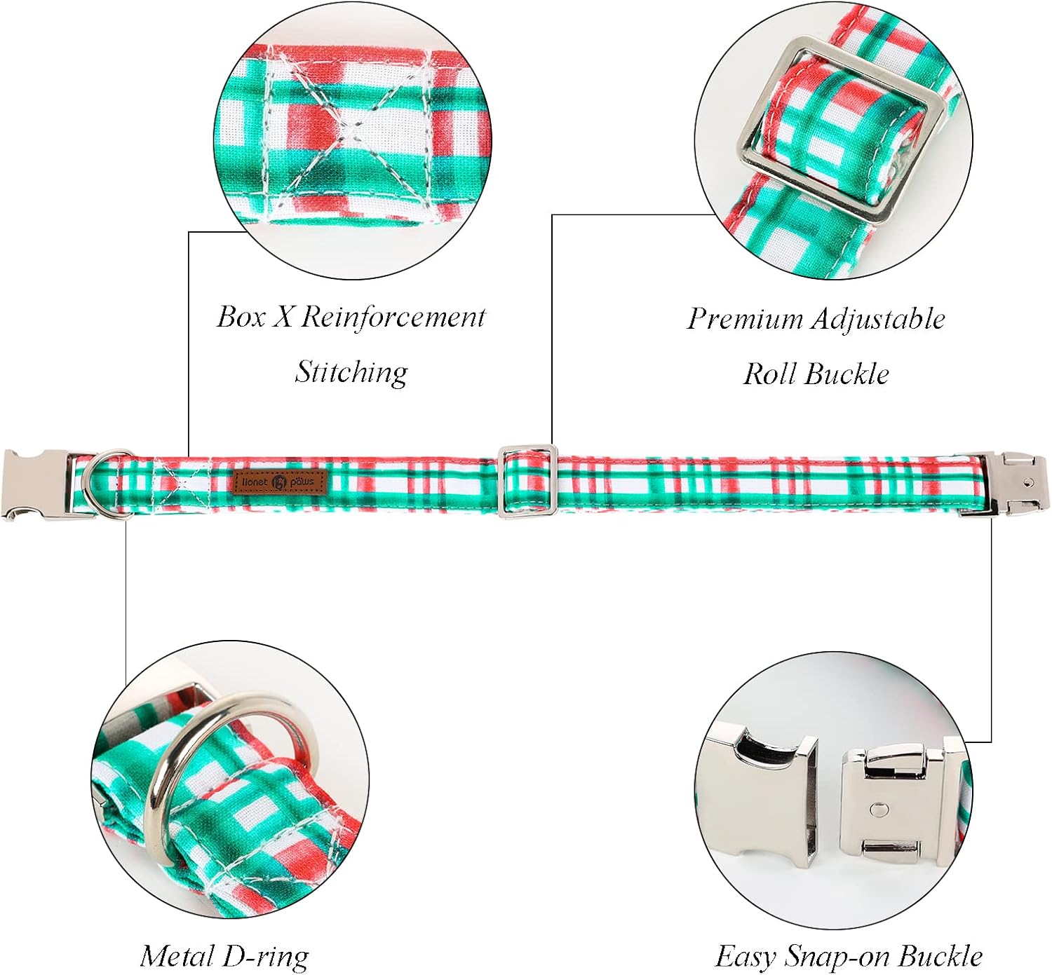 Lionet Paws Christmas Dog Collar with Bowtie - Image 3