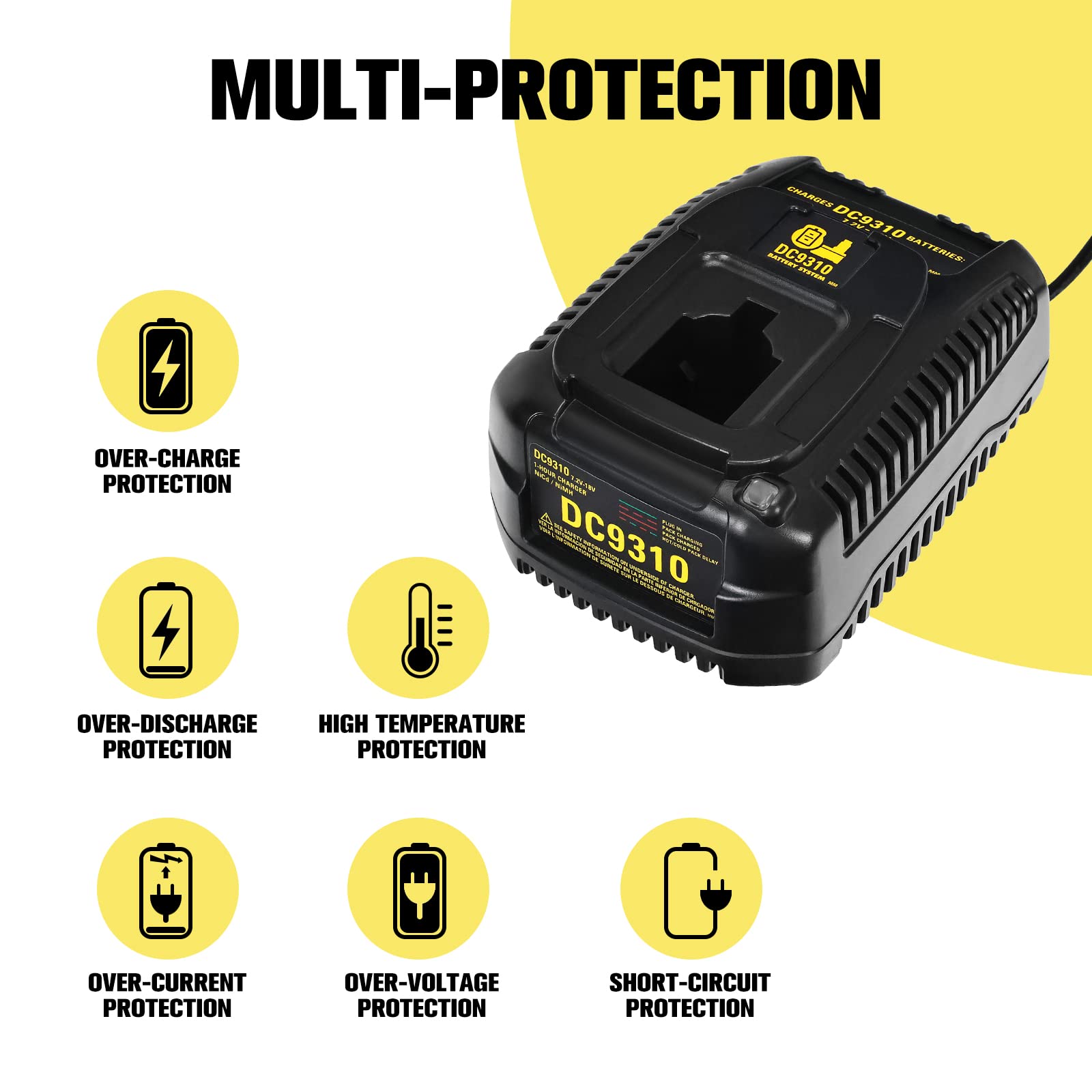 Rápido Cargador de Batería para Dewalt DC9310 Cargador 7.2V-18V NI-CD NI-MH DW9057 DC9071 DC9091 DC9096 Batería