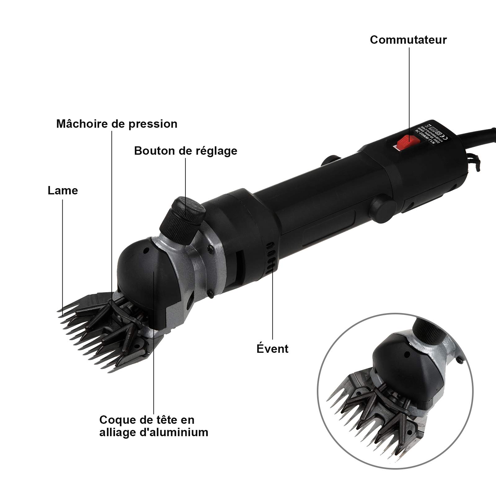 Vinteky Tondeuse à Mouton Électrique, Professionnelle pour LaineTondeuse Mouton à Haute Puissance Économie de Travail, Tondeuse pour Laine Mouton Chèvre Machine de Cisaillement