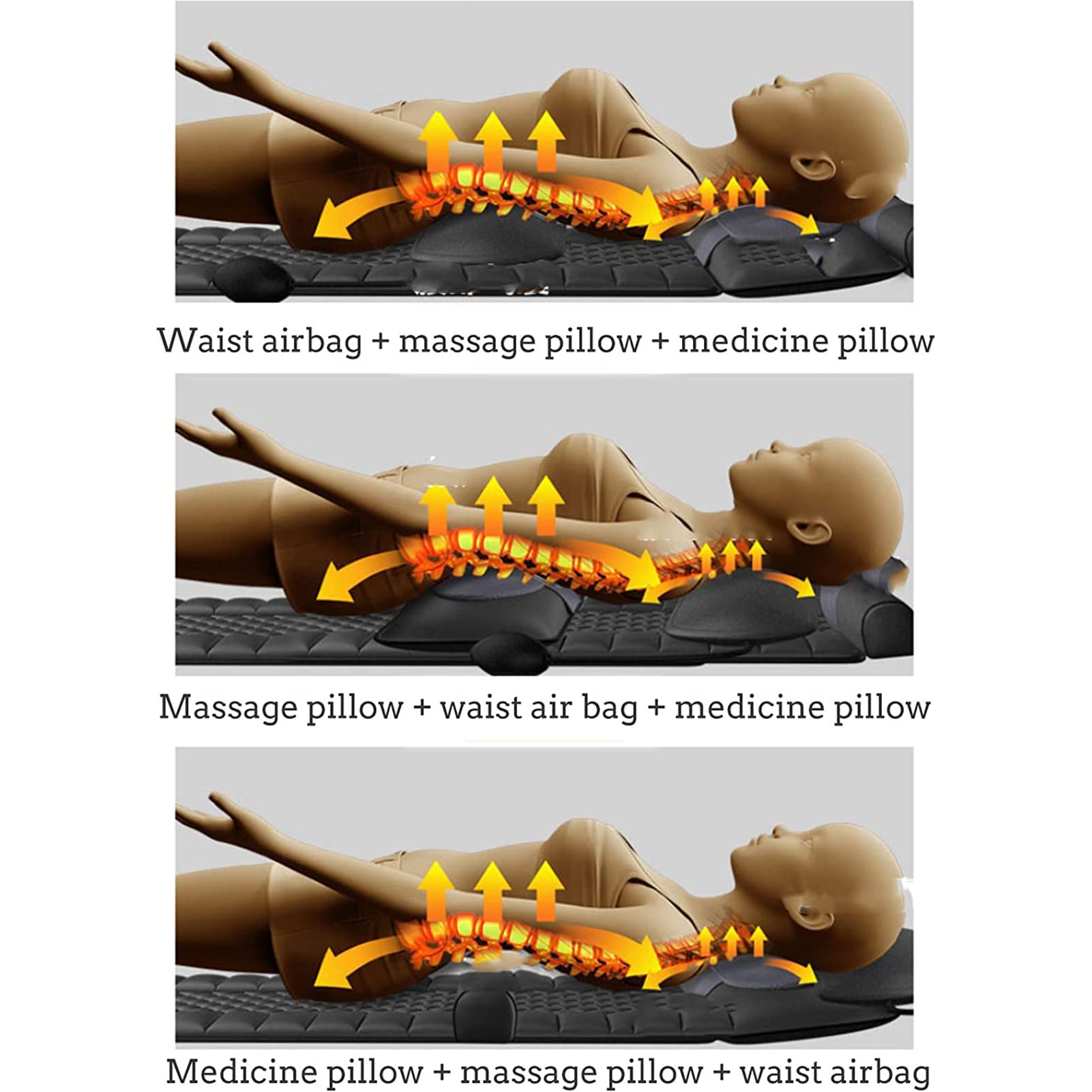 Mata do masażu całego ciała z ciepłem - Shiatsu masażer szyi i pleców na krzesło - łagodzi ból pleców, lędźwi, nóg - skóra brązowa