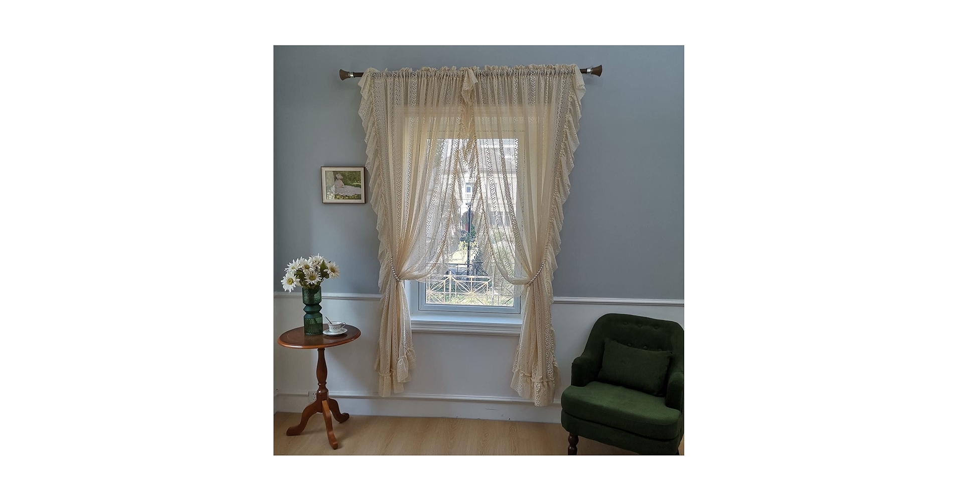 Amazon｜ベージュヴィンテージかぎ針編みレースカーテン