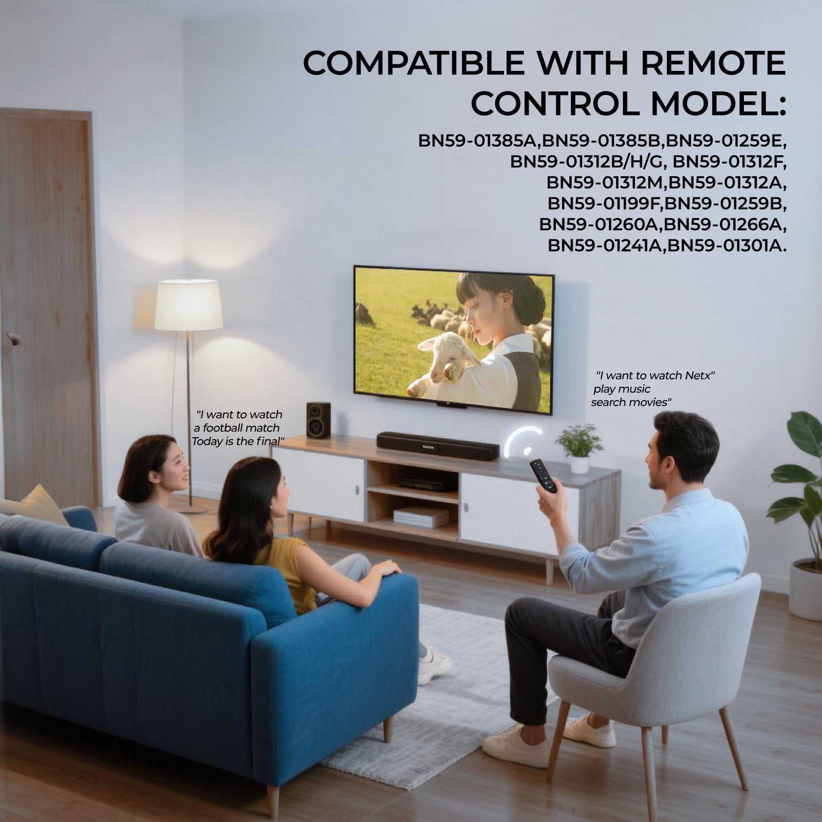 Telecomando di ricambio per Samsung, BN59-01385A, telecomando vocale di ricarica solare per Samsung Smart TV, universale per televisori Sam-sung compatibile con Sam-sung 2021-2023 Neo LED Smart 4K HD