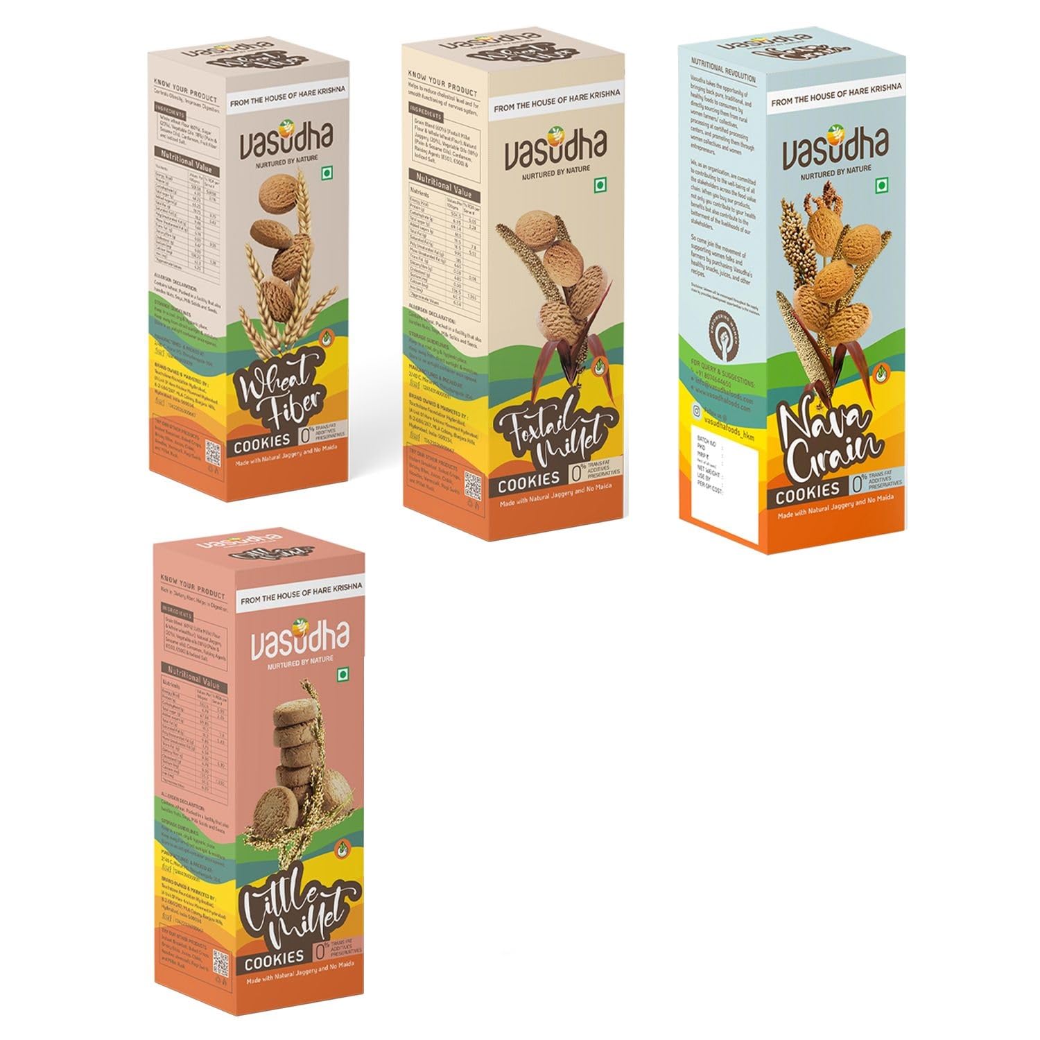 Vasudha Navgrain Millet Cookies, Little Millet Cookies, Wheat Fiber Millet Cookies, Foxtail Millet Cookies - Wholesome Blend of Nine Grains,Rich in Fiber & Nutrients, Pack of 4 Sattvic Millet Cookies (B0D9B9J6LM) Amazon Price History, Amazon Price Tracker