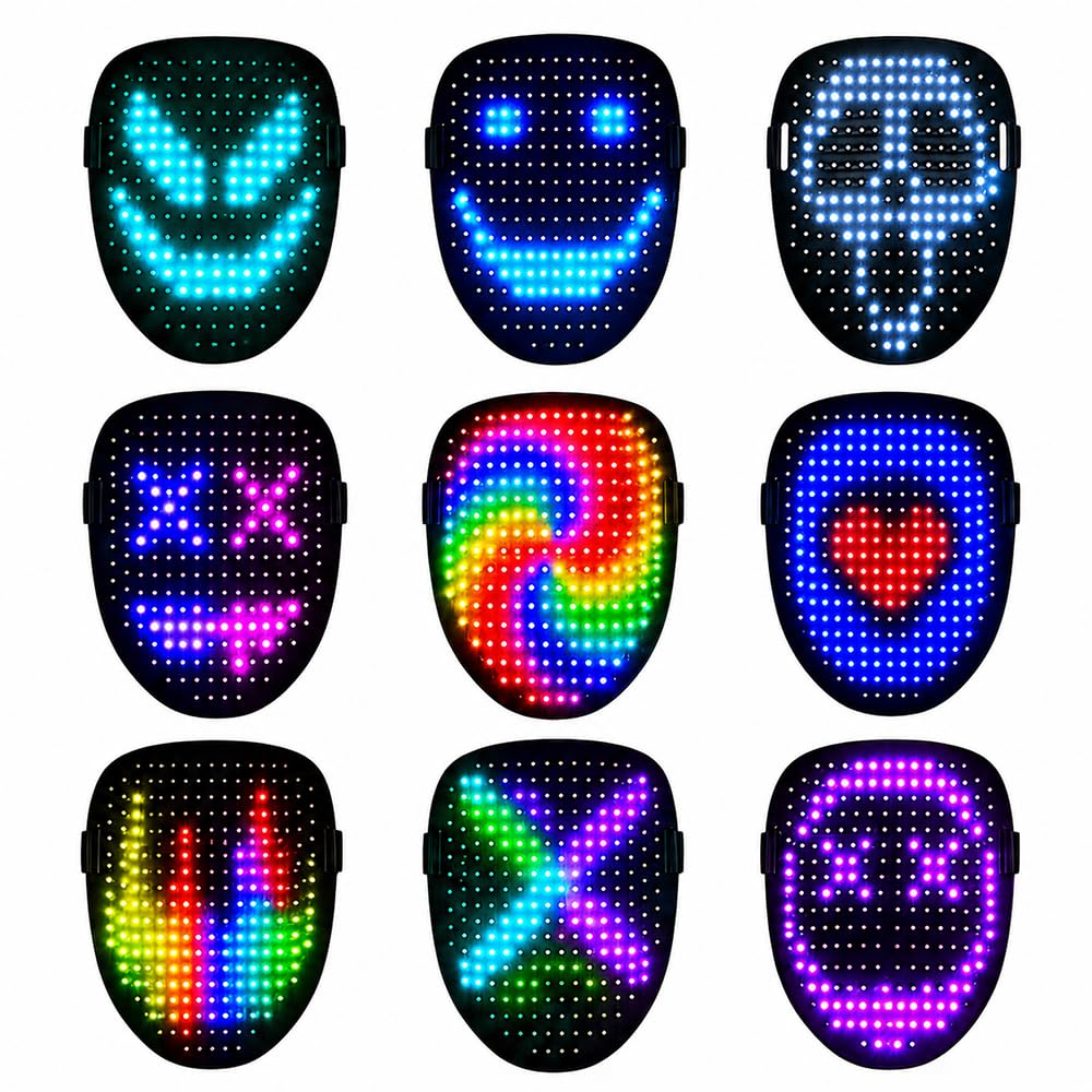ZMCVOE LED Mask with Gesture Sensing, Light Up Halloween Mask with 50 Image