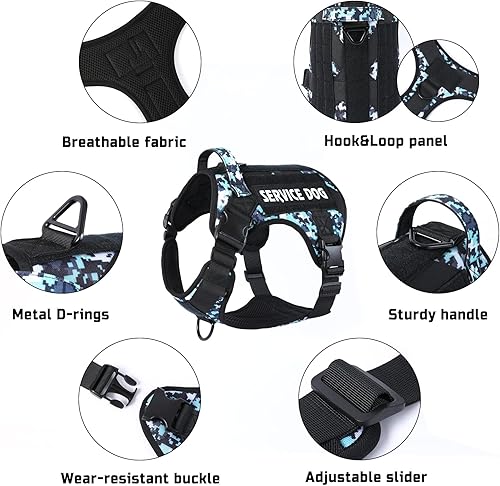 Miniatura 3 de voopet Arnés táctico para perro, chaleco militar de apoyo emocional con asa y Molle para perros medianos y grandes, chaleco para perros medianos y