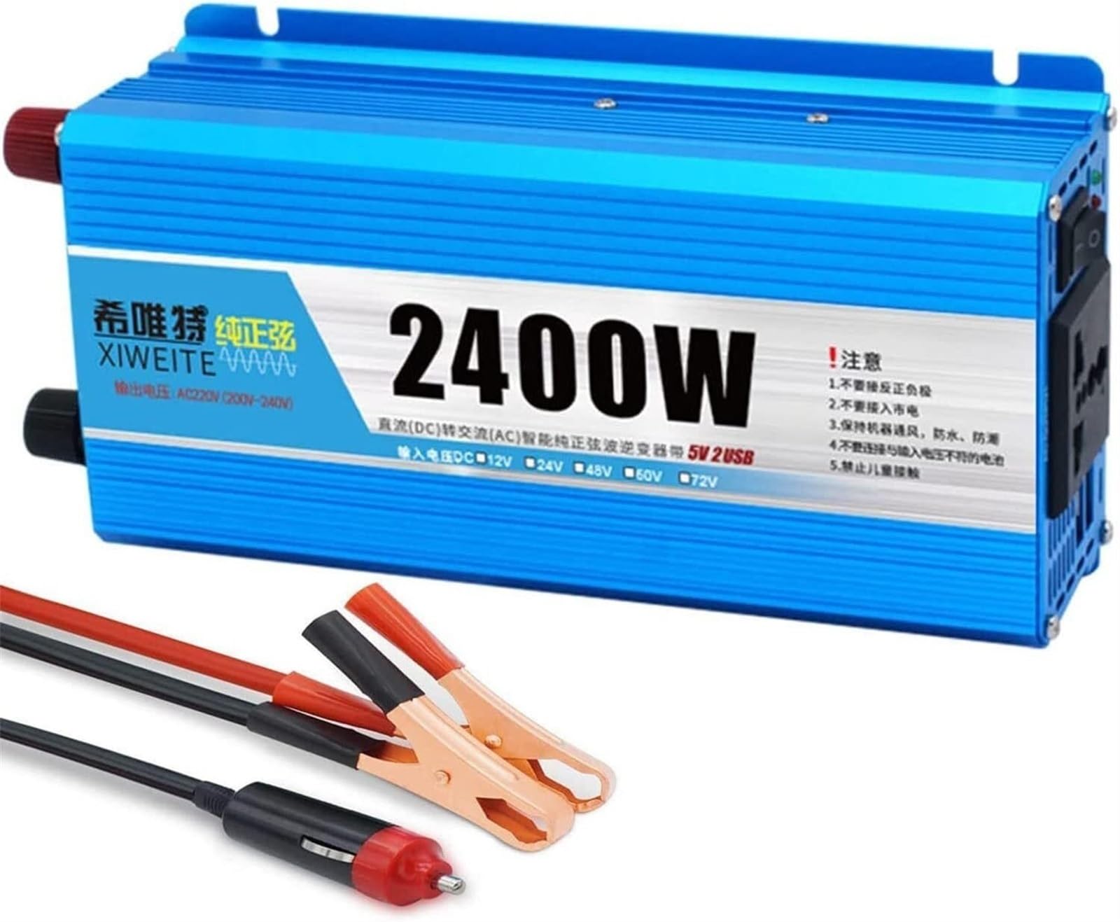Inversor de onda sinusoidal pura de 1500 W, 2400 W, 4500 W y 5500 W, de 12 V, 24 V, 48 V, 60 V, 72 V a 220 V, 230 V y 240 V CA, para coche, adaptador de coche, transformador y convertidor de voltaje