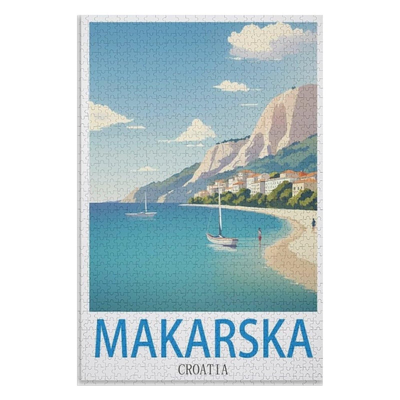 puzzles for adults, family puzzle game birthday gifts, Makarska Croatia,Adults 1000 Piece Jigsaw Puzzle- Christmas,70x50,paper puzzle,AA-1474 — image 1