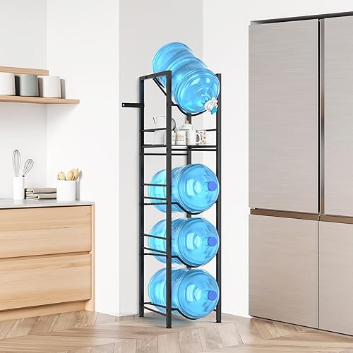 Miniatura 8 de Soporte para Jarra de Agua de 5 Galones 2-en-1, Soporte para Jarra de Agua de 5 Niveles con 1 Válvula Dispensadora, Organizador y Soporte