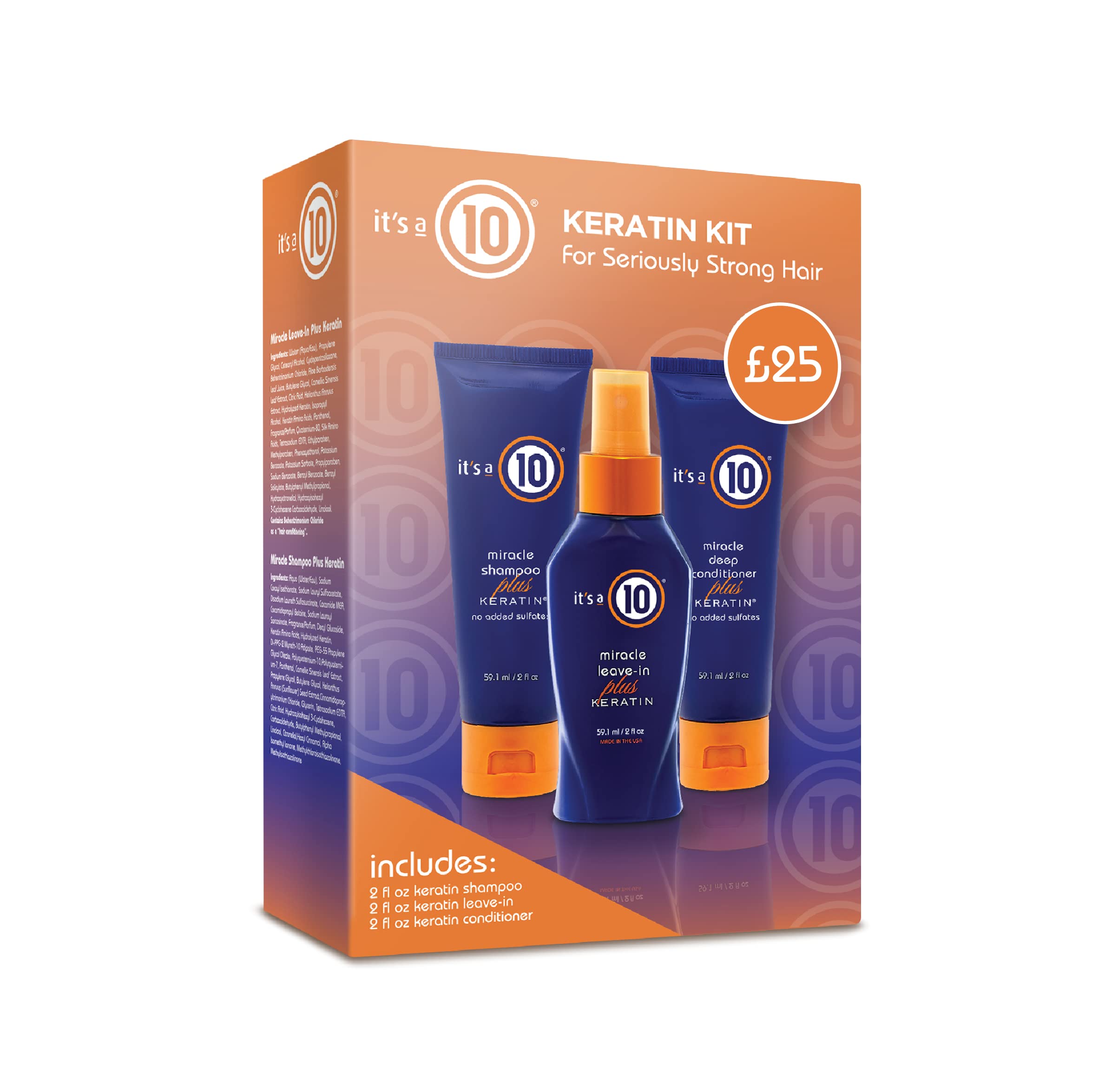 Haircare Miracle Leave-In Plus Keratin Travel Set - 1 x 60 ml Shampoo 1 x Miracle Leave-in 1 x Deep Conditioner