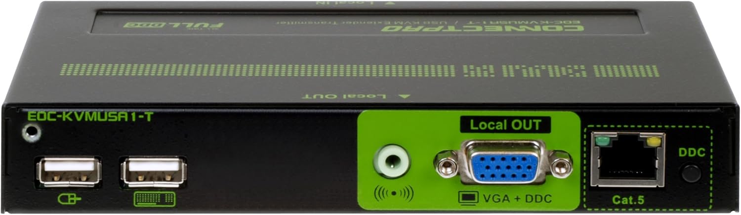ConnectPRO EOC-KVMUSA1 KVM Console Extender for Video, USB, Serial, and Audio over CATx up to 1,000 ft.