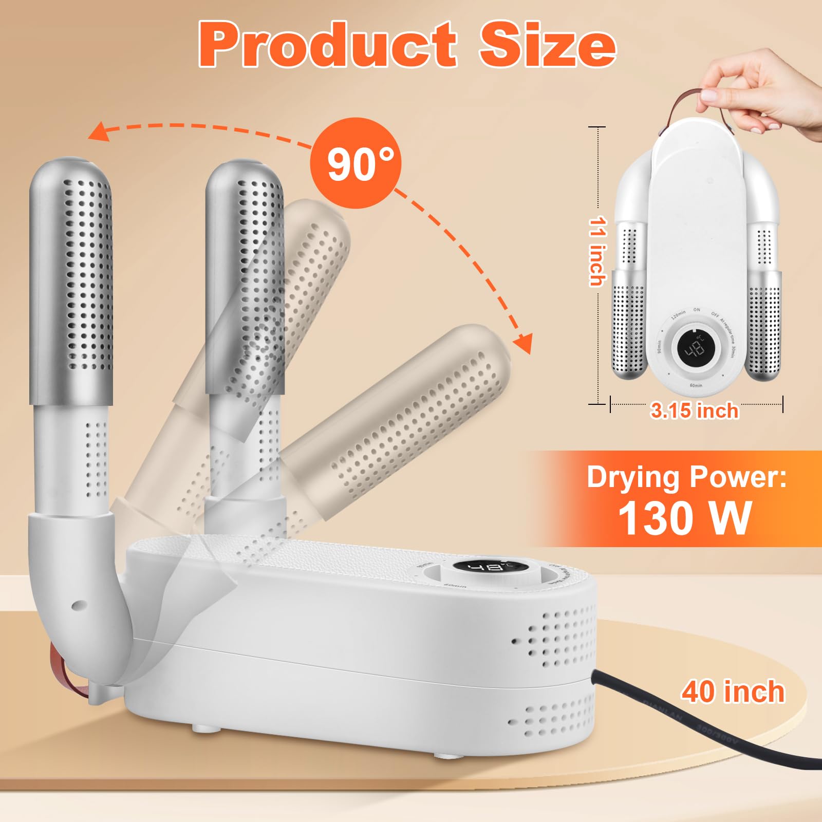 Asciuga Scarpe Elettrico Portatile Con Timer – Per Stivali, Sneaker, Guanti E Calzini, Compatto E Pieghevole