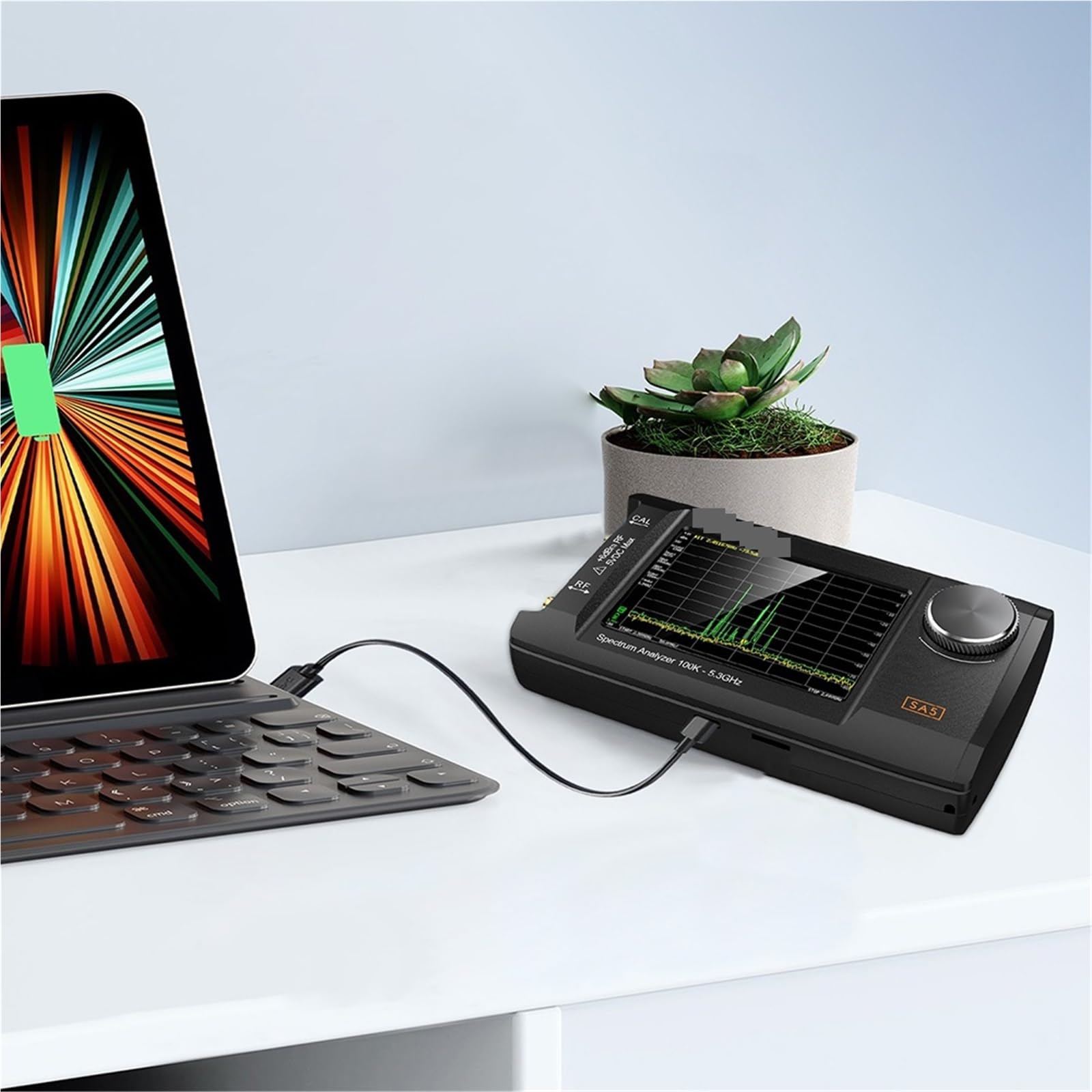 Analizzatore di spettro portatile 2 in 1, generatore segnale, analizzatore frequenza da 4,0 pollici, batteria 100 kHz a 5,3 GHz, 5000 mAh con scheda 32 GB