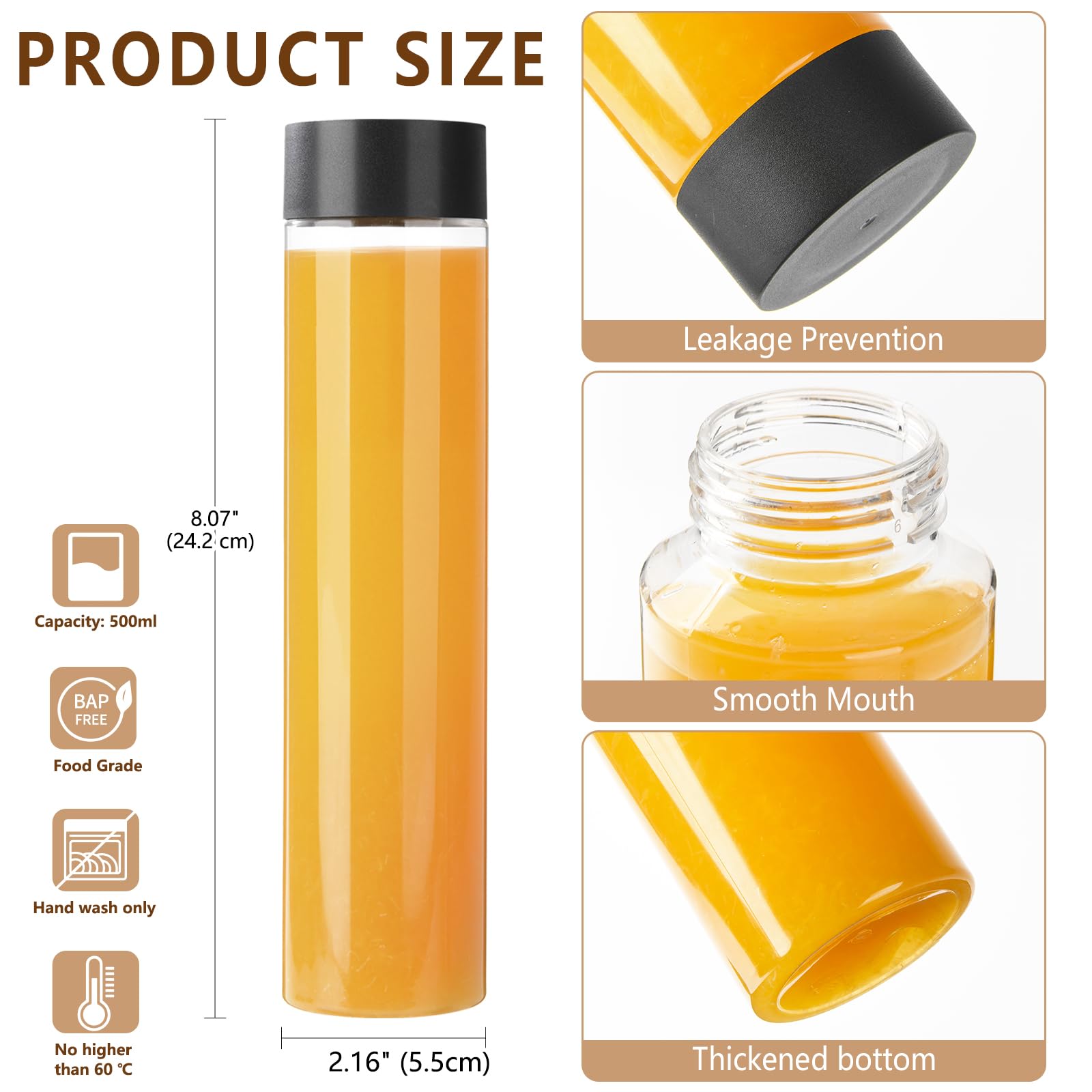 Amazon.com: zmybcpack 12 Pack 16 OZ (500 ml) Clear PET Plastic