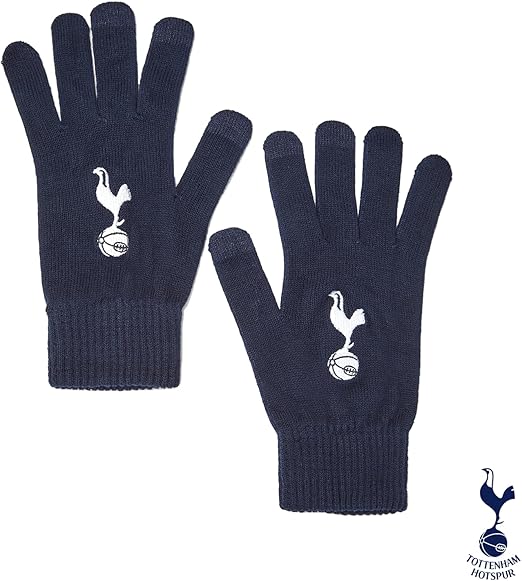  Tottenham Hotspur Stay Warm with Spurs Pride: Adult Knitted Navy Cotton Gloves - Soft & Comfortable - Ideal for Cold Weather - Official Merchandise 