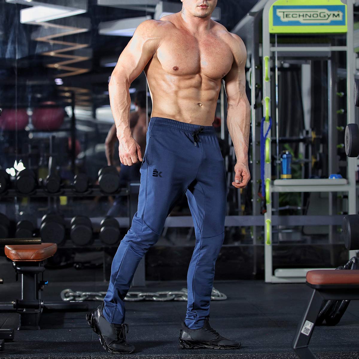 BROKIG - Pantaloni da Ginnastica da Uomo, Stile Casual, vestibilità Slim Fit, Adatti per la Corsa, con Doppie Tasche