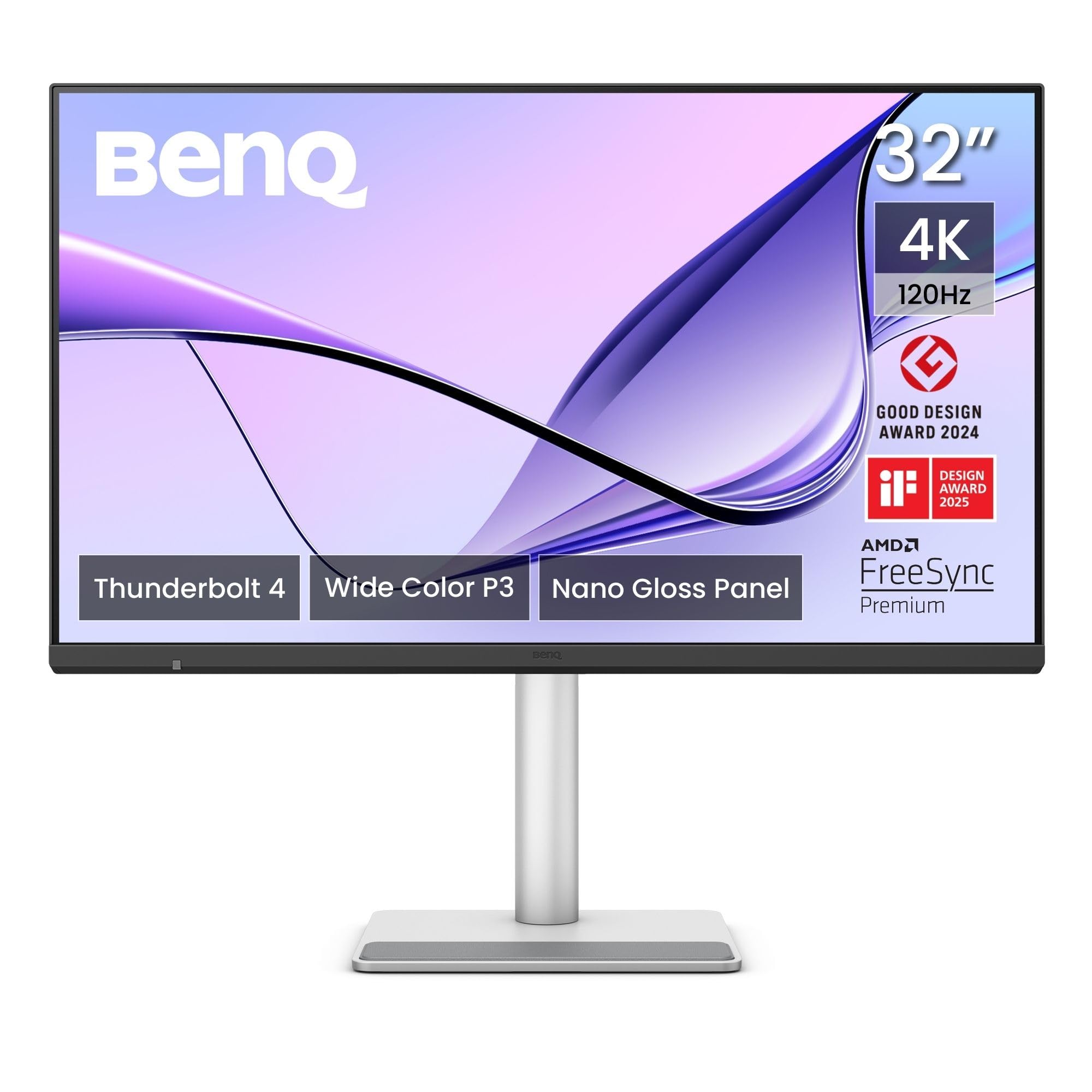 BenQ MA320UG 32" 4K 120Hz Nano Gloss Monitor dla komputerów Mac, podwójny Thunderbolt 4 96W/15 W, Mac Colour, Daisy Chain, KVM, regulacja jasności/głośności, regulacja wysokości/nachylenia, zakres P3