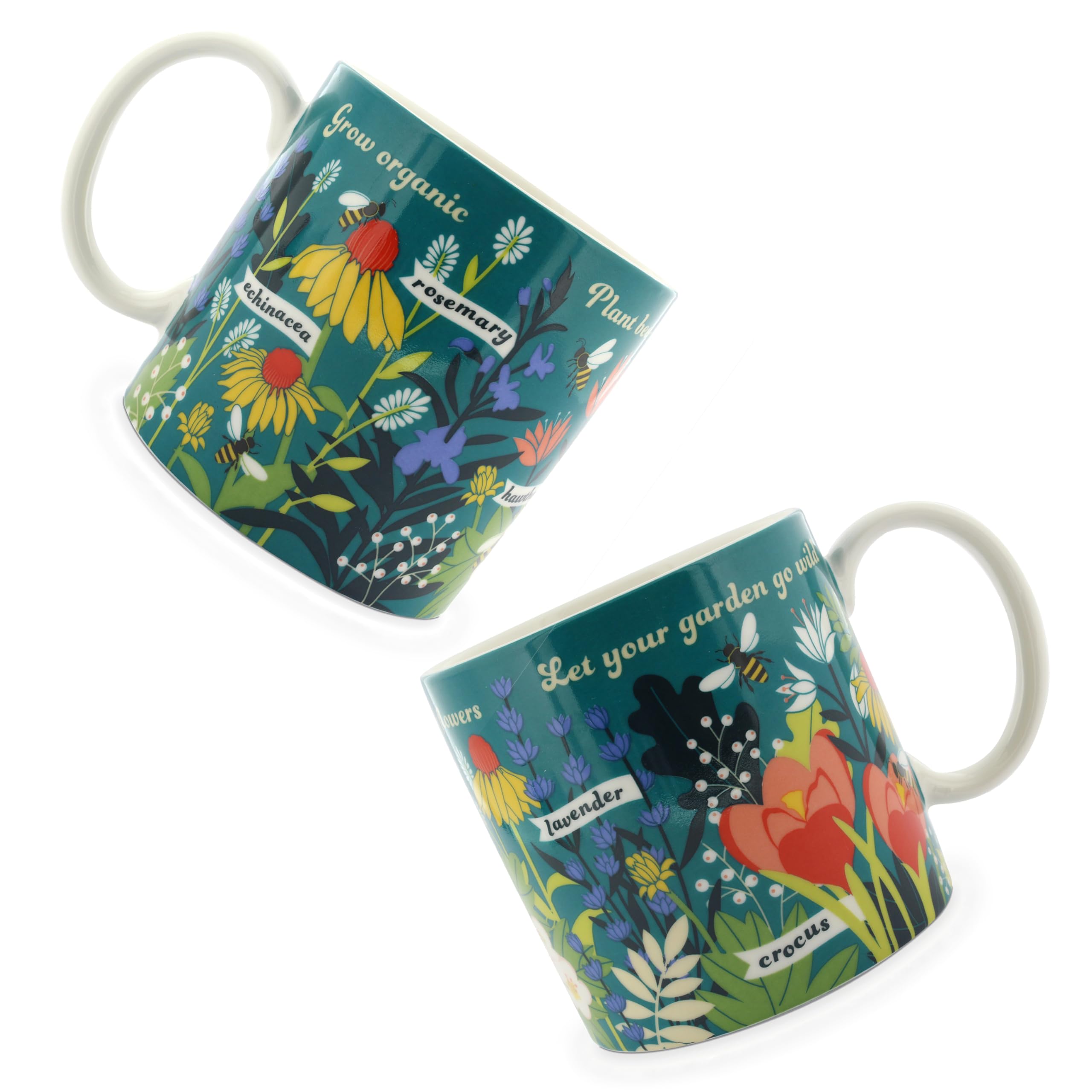 Ginger FoxBee Lovers Colourful Gardening Mug | Grow Your Own Bumble Bee Friendly Plants | Includes Hidden Message at The Bottom | Ideal for Any Gardener | One Mug